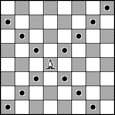 Diagram showing how a bishop moves on the chess board.