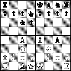 Diagram of an example of how castling works. This is the before castling position.