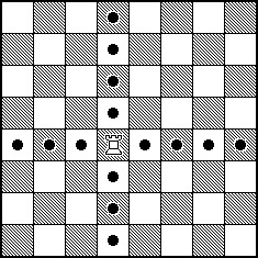 Diagram showing how a rook moves on the chess board.