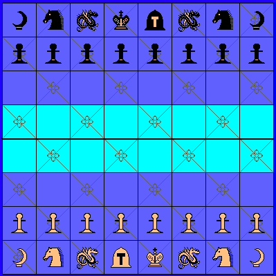 Gothic Isles Chess initial setup.